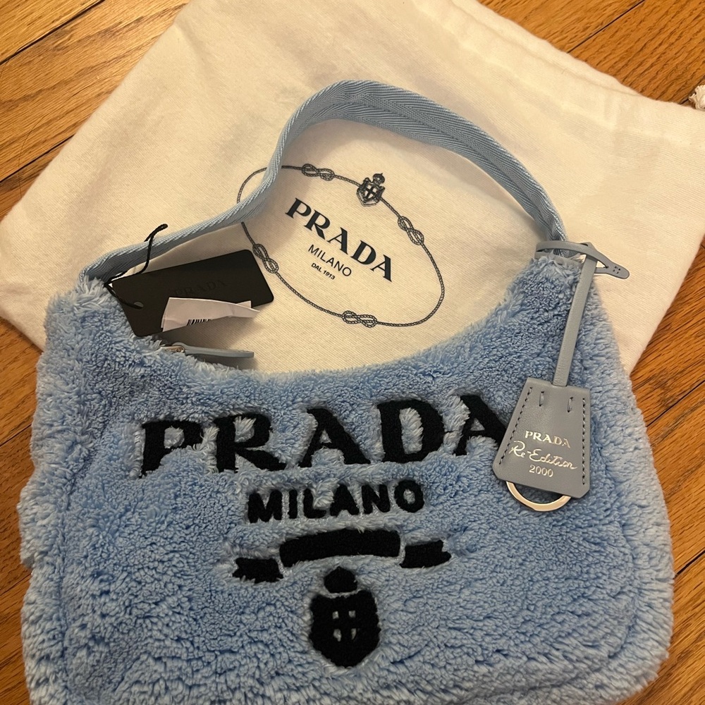 Prada Light Blue Fuzzy Shoulder Bag